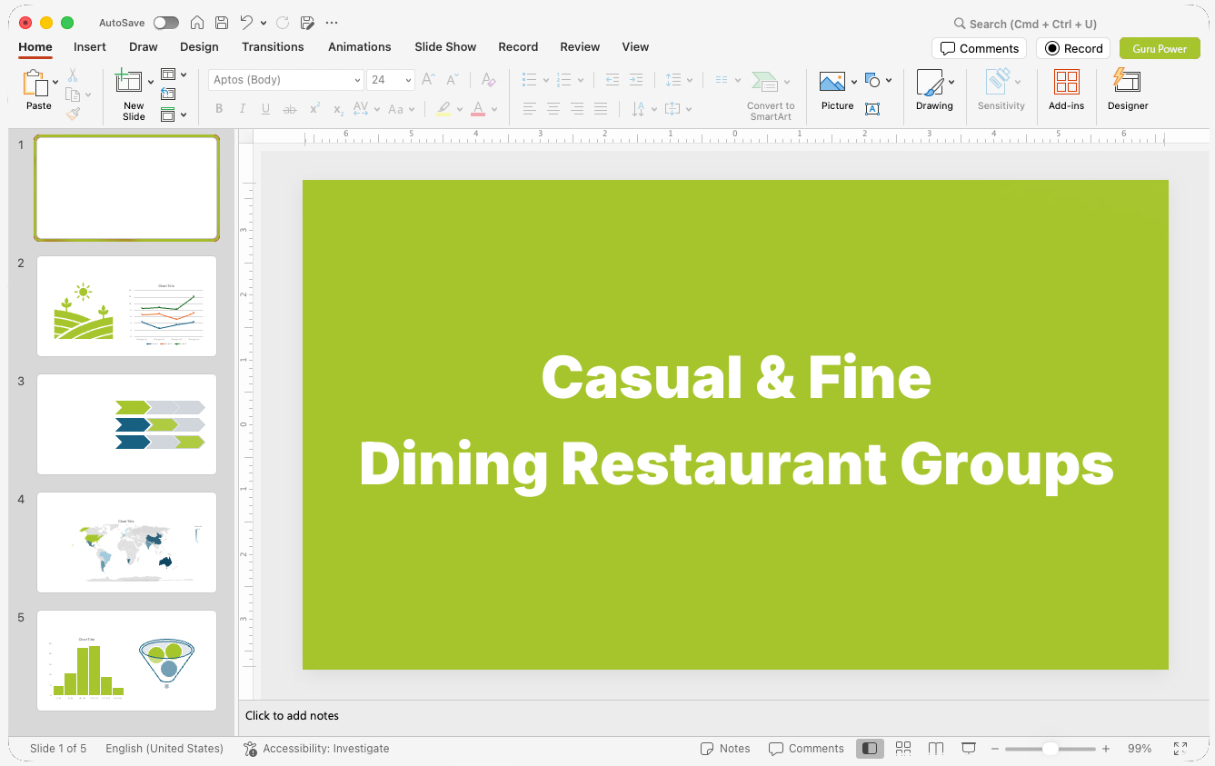Casual & Fine Dining Restaurant Groups Presentations