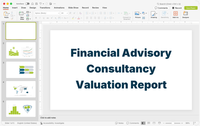 Financial Advisory Consultancy Valuation Report Presentation