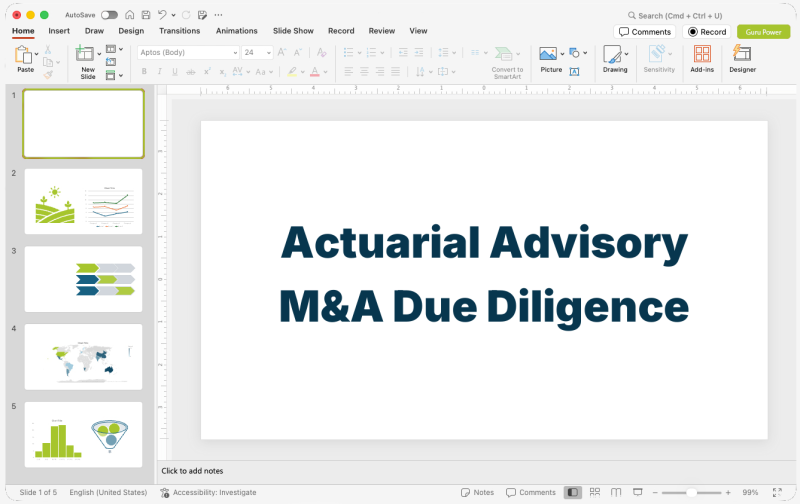 Actuarial Advisory M&A Due Diligence Presentation