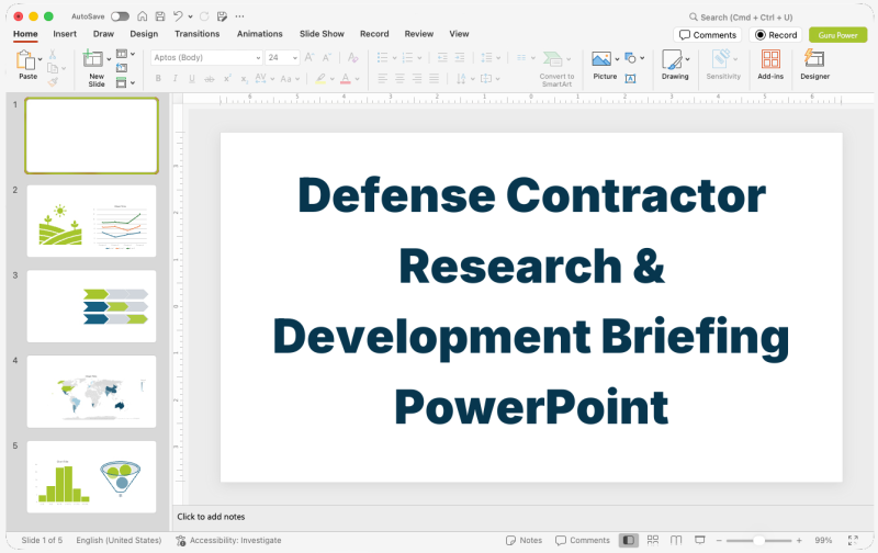 Defense Contractor Research & Development Briefing PowerPoint