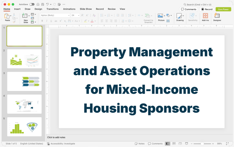 Property Management and Asset Operations Presentation for Mixed-Income Housing Sponsors