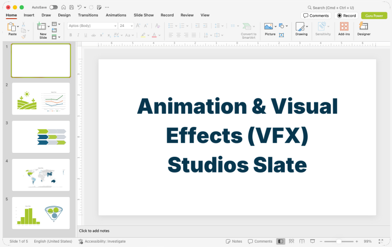 Animation & Visual Effects (VFX) Studios Slate Deck
