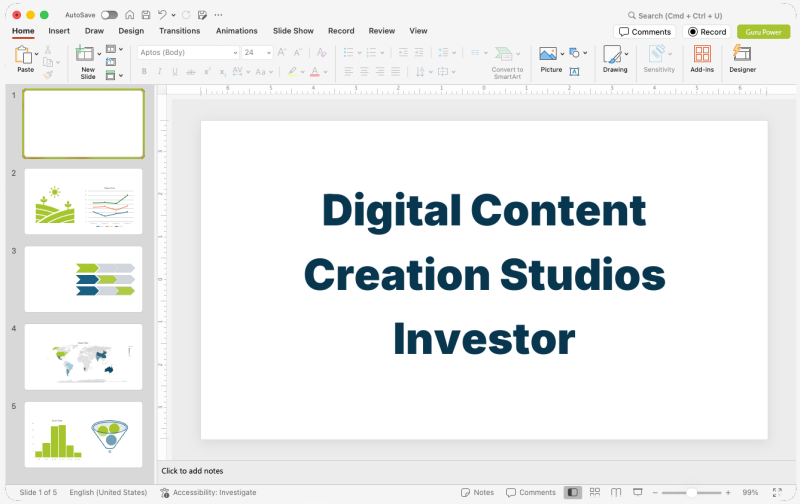 Digital Content Creation Studios Investor Pitch-Deck