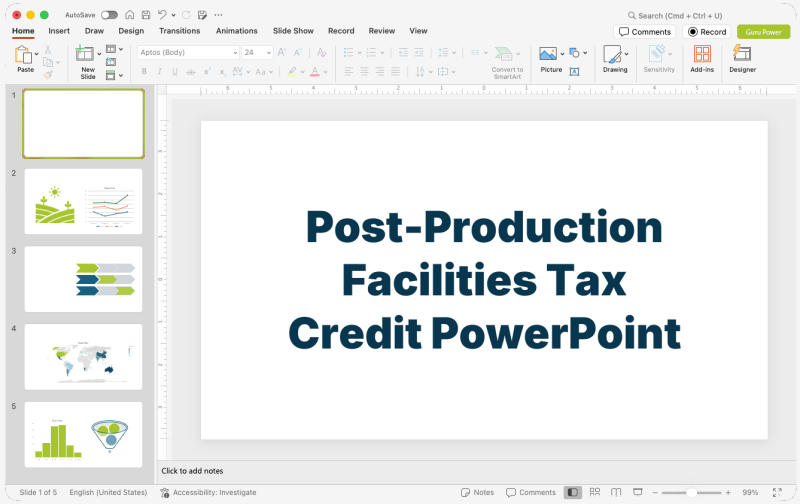 Post-Production Facilities Tax Credit PowerPoint