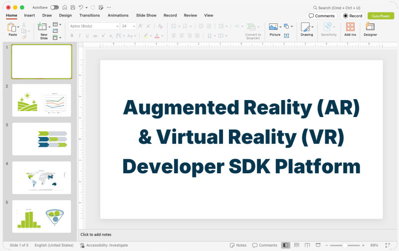 Augmented Reality (AR) & Virtual Reality (VR) Developer SDK Platform Pitch-Deck
