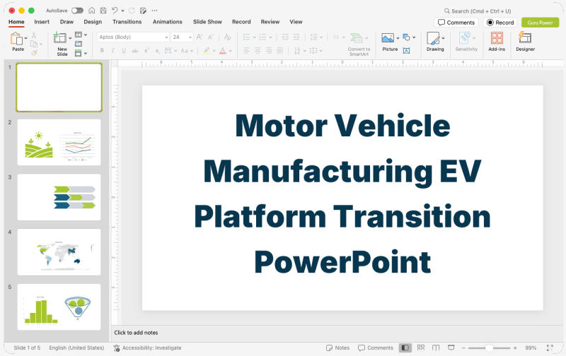 Motor Vehicle Manufacturing EV Platform Transition PowerPoint