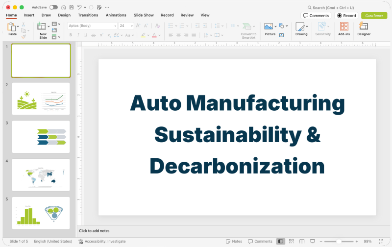 Auto Manufacturing Sustainability & Decarbonization Presentation