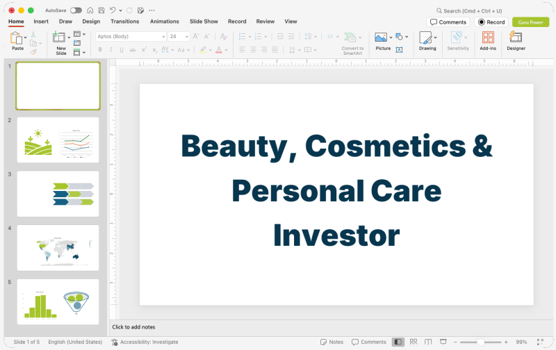 Beauty, Cosmetics & Personal Care Investor Pitch Deck