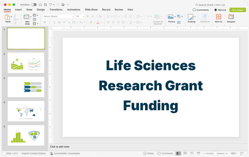 Life Sciences Research Grant Funding Presentation