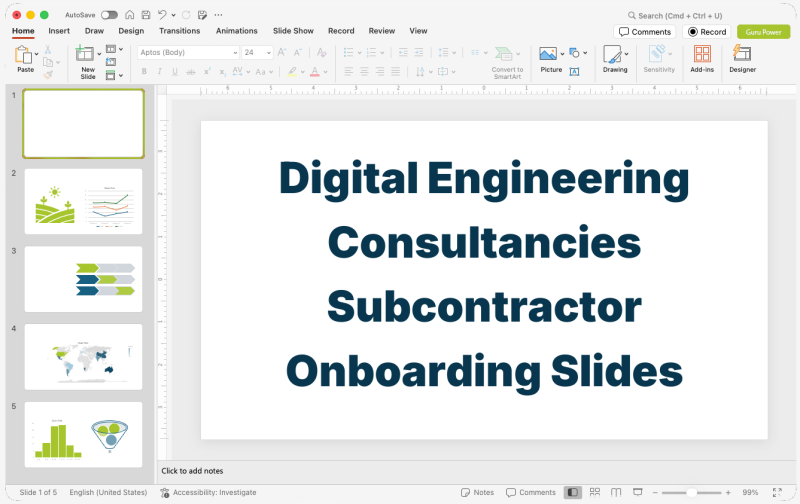 Digital Engineering Consultancies Subcontractor Onboarding Slides