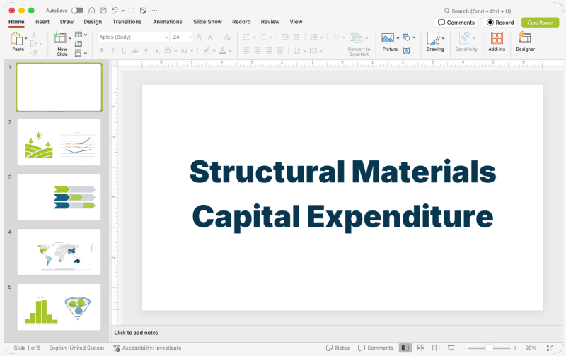Structural Materials Capital Expenditure Pitch Deck