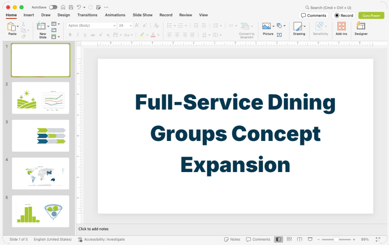 Full-Service Dining Groups Concept Expansion Presentation