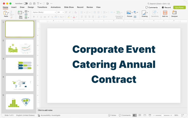 Corporate Event Catering Annual Contract Pitch