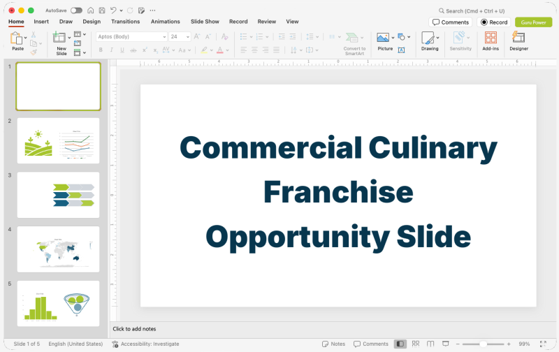 Commercial Culinary Franchise Opportunity Slide-Deck