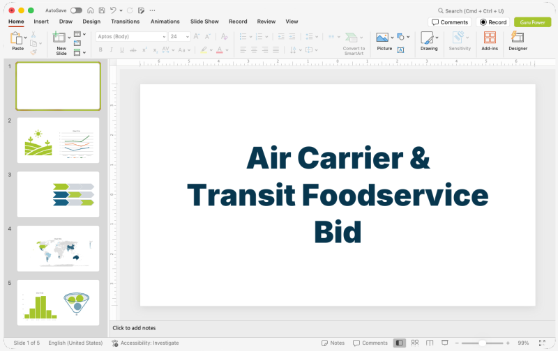 Air Carrier & Transit Foodservice Bid Pitch