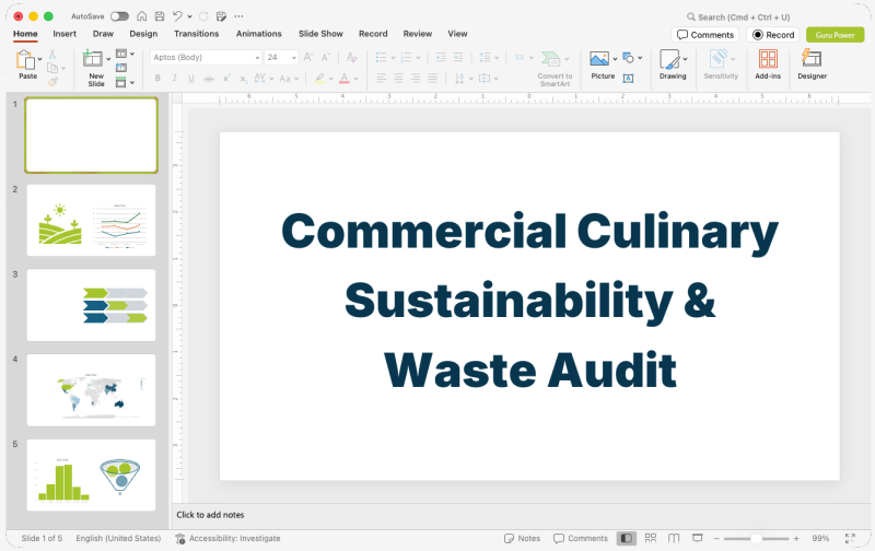 Commercial Culinary Sustainability & Waste Audit Deck