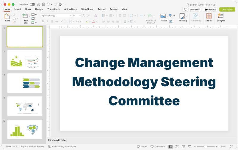 Change Management Methodology Steering Committee Deck