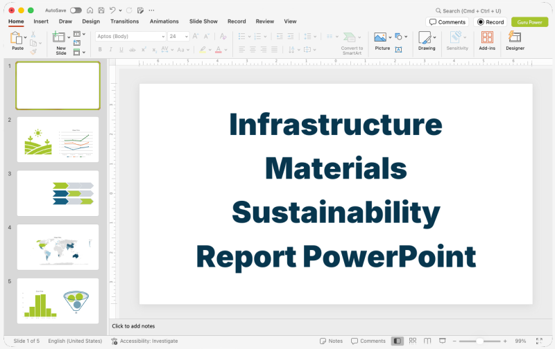 Infrastructure Materials Sustainability Report PowerPoint