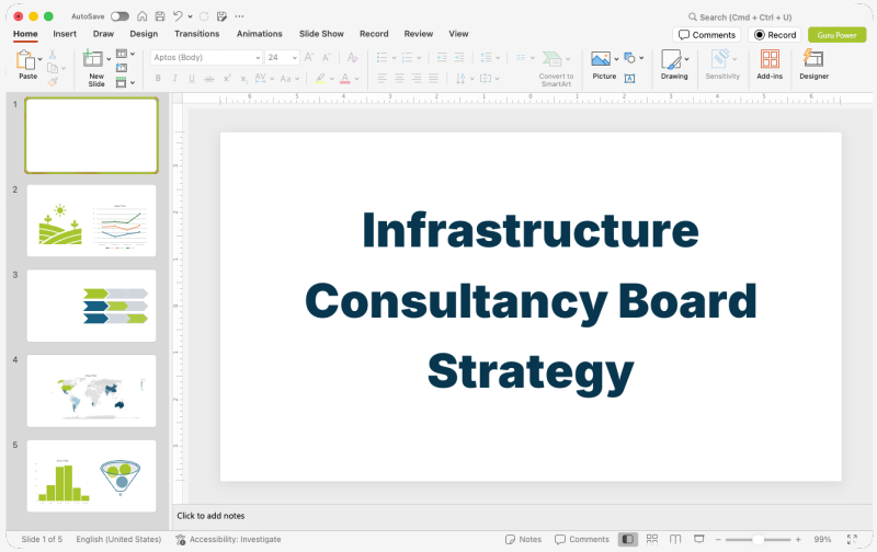 Infrastructure Consultancy Board Strategy Presentation