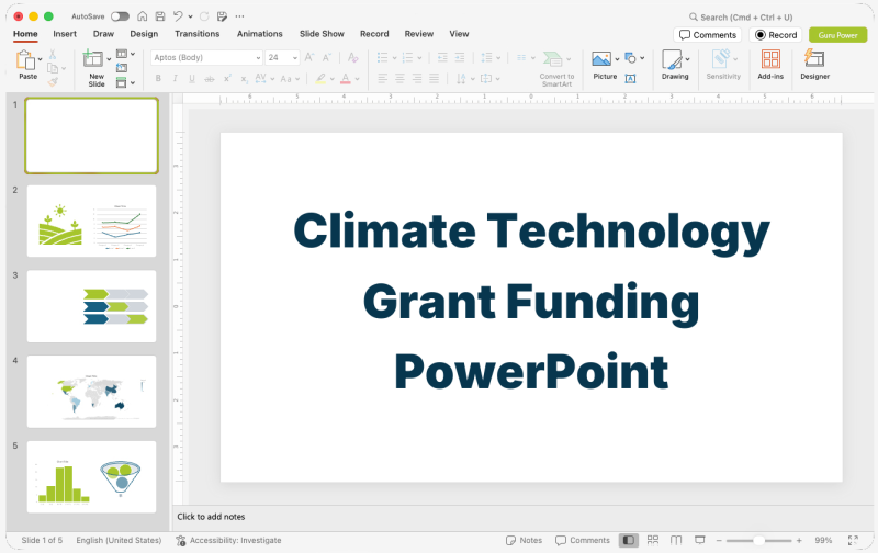 Climate Technology Grant Funding PowerPoint