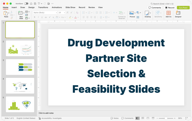 Drug Development Partner Site Selection & Feasibility Slides
