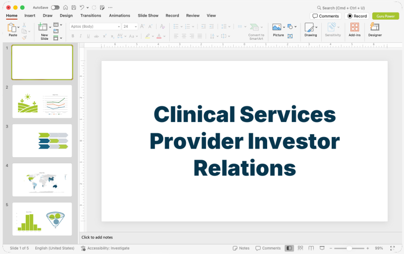 Clinical Services Provider Investor Relations Presentation