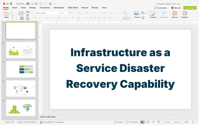 Infrastructure as a Service Disaster Recovery Capability Deck