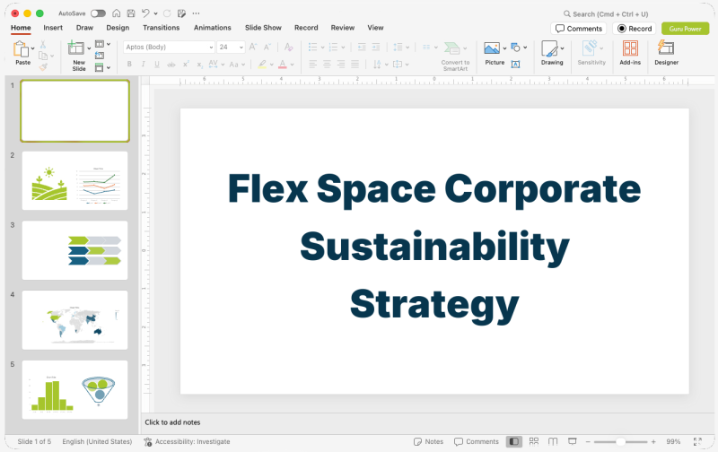 Flex Space Corporate Sustainability Strategy Presentation