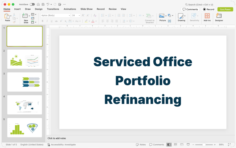 Serviced Office Portfolio Refinancing Pitch-Deck