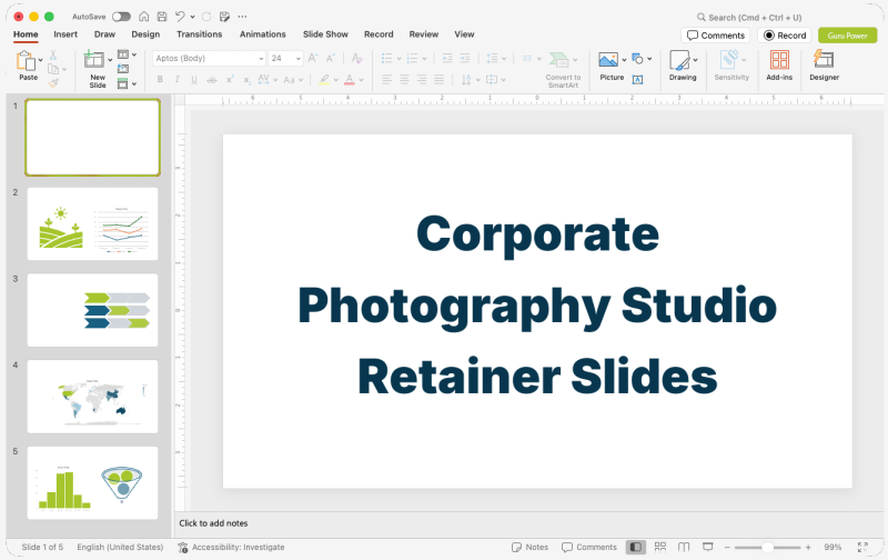 Corporate Photography Studio Retainer Proposal Slides