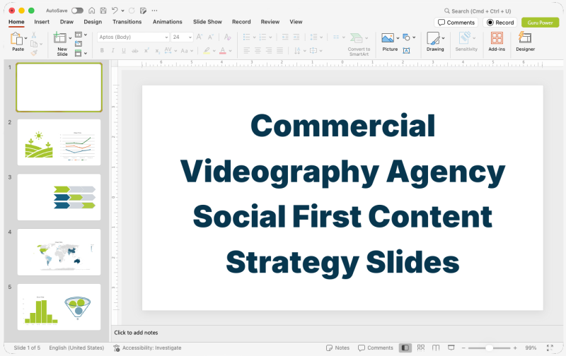 Commercial Videography Agency Social First Content Strategy Slides