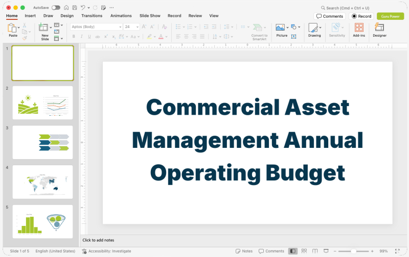 Commercial Asset Management Annual Operating Budget Pitch-Deck