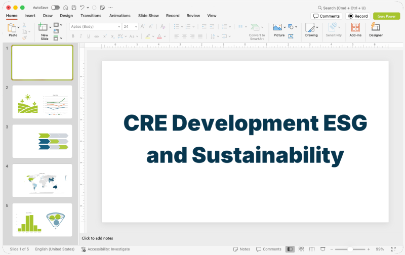 CRE Development ESG and Sustainability Presentation