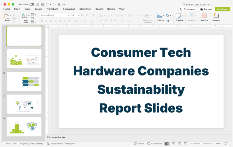 Consumer Tech Hardware Companies Sustainability Report Slides