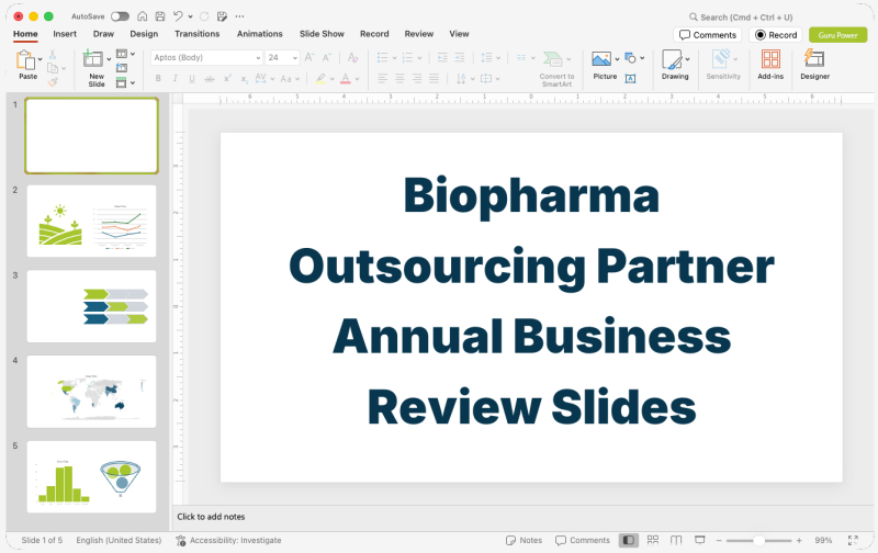 Biopharma Outsourcing Partner Annual Business Review Slides