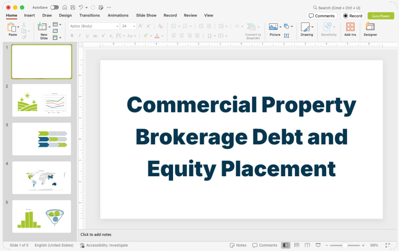 Commercial Property Brokerage Debt and Equity Placement Presentation