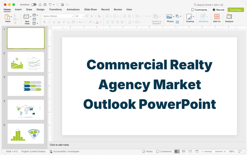 Commercial Realty Agency Market Outlook PowerPoint Presentation