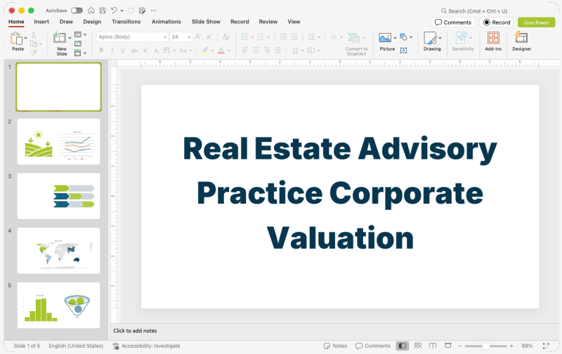 Real Estate Advisory Practice Corporate Valuation Presentation