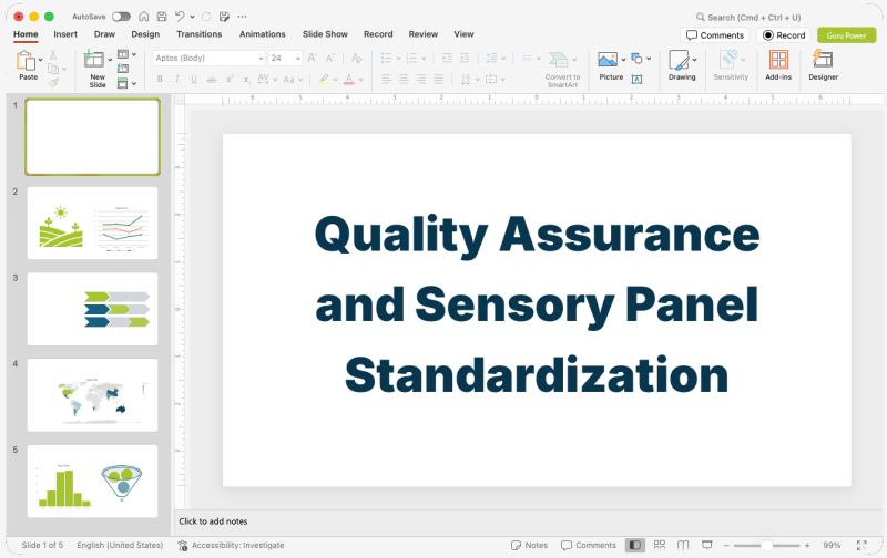 Quality Assurance and Sensory Panel Standardization