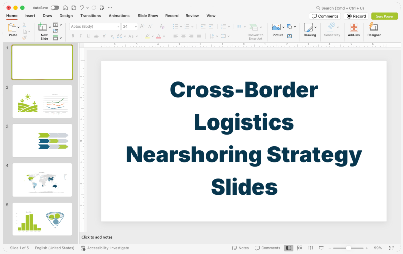 Cross-Border Logistics Nearshoring Strategy Slides