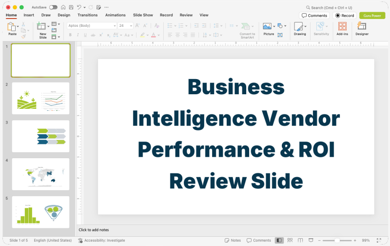 Business Intelligence Vendor Performance & ROI Review Slide-Deck