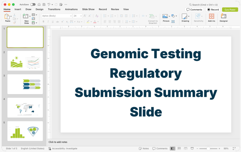 Genomic Testing Regulatory Submission Summary Slide-Deck