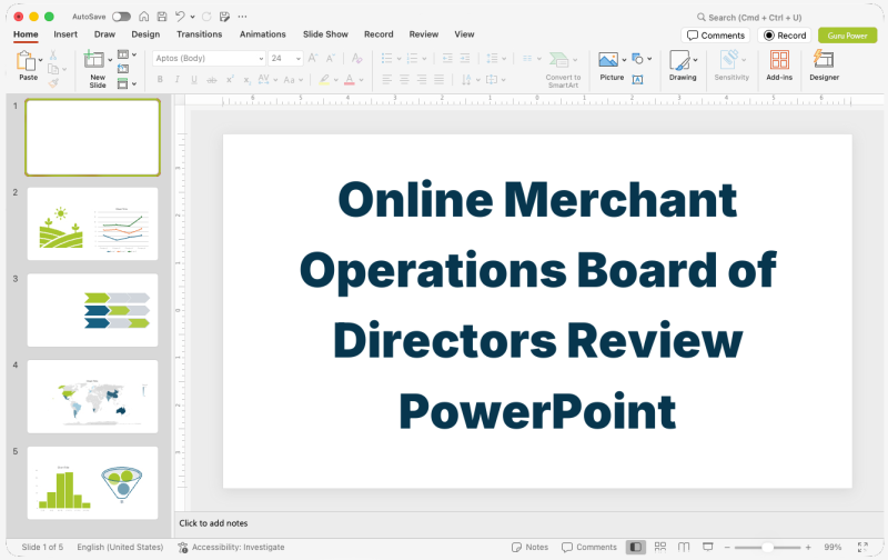 Online Merchant Operations Board of Directors Review PowerPoint