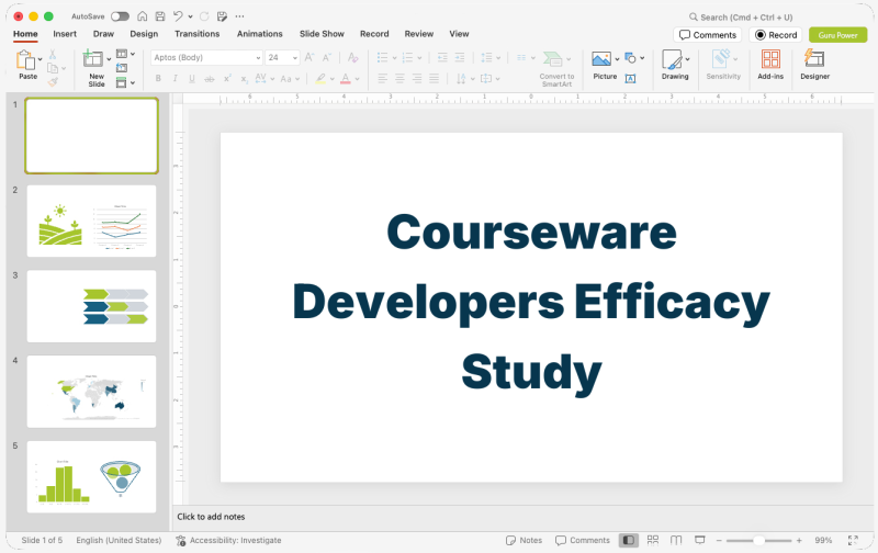 Courseware Developers Efficacy Study Deck