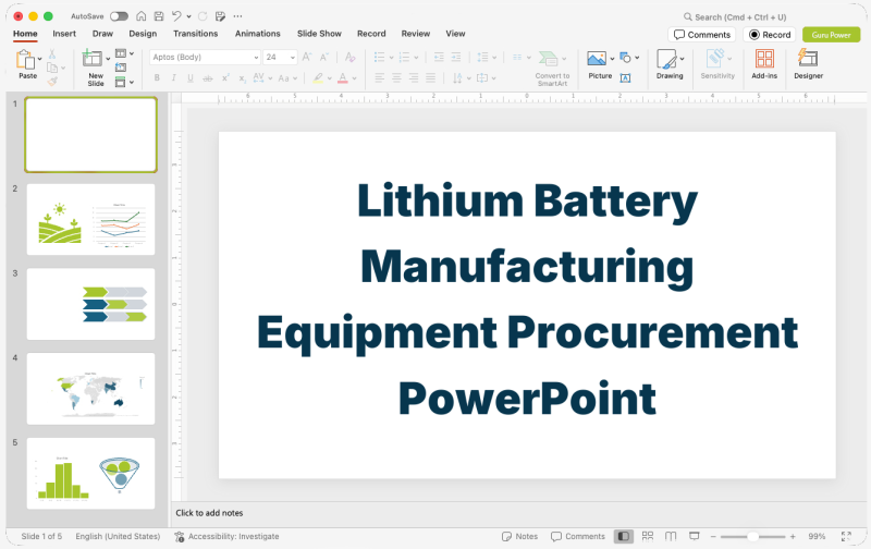 Lithium Battery Manufacturing Equipment Procurement PowerPoint