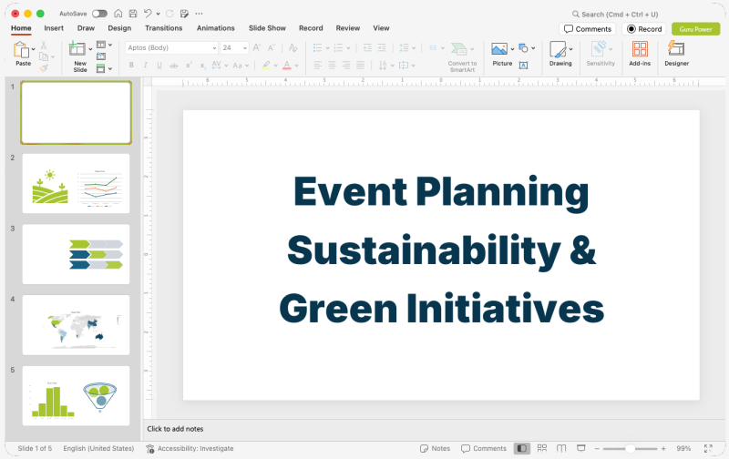 Event Planning Sustainability & Green Initiatives Deck