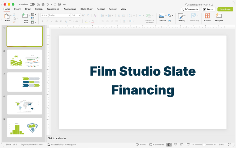 Film Studio Slate Financing Pitch Deck