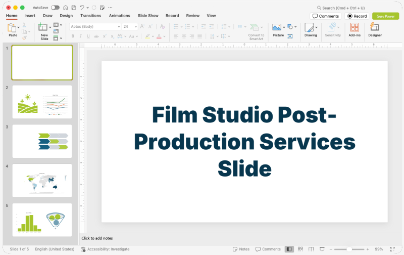Film Studio Post-Production Services Slide-Deck