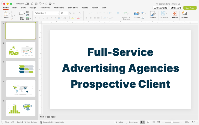 Full-Service Advertising Agencies Prospective Client Pitch-Deck