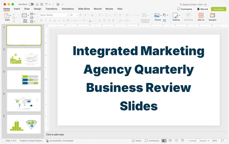 Integrated Marketing Agency Quarterly Business Review Slides